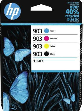 HP Original Tintenpatrone 903 Mehrfarbig 4er-Pack – ca. 300 Seiten Schwarz, 3x 315 Seiten Farbe