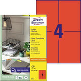 AVERY ZWECKFORM Universaletikett 3456, 105 x 148 mm, rot, 400 Etiketten, für Laser- und Inkjetdrucker