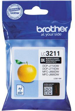 Brother Tintenpatrone LC3211BK schwarz – Originalzubehör für ca. 200 Seiten