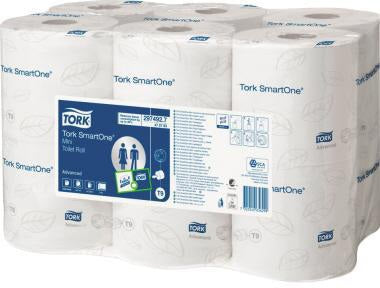 TORK Toilettenpapier SmartOne Mini 472193 – 2-lagig, 12 Rollen, T9-System