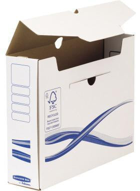 BANKERS BOX Archivschachtel Basic A4+ 80mm weiß/blau 25 Stück – FSC-zertifiziert