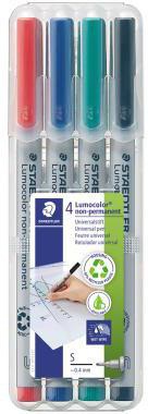 STAEDTLER Lumocolor 311 Folienstift 0,4mm 4er-Set farbig sortiert – abwischbar, nachfüllbar, Made in Germany
