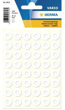 HERMA Verstärkungsringe 5816 12mm selbstklebend weiß 240 Stück