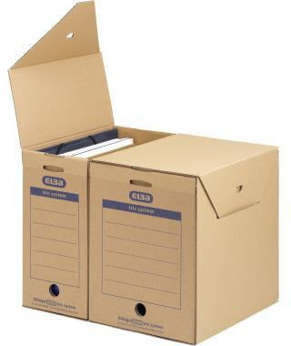 ELBA Archivbox tric System 100421087 für DIN A4 naturbraun – stapelbar, mit Deckel & Griffloch