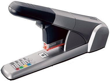 LEITZ Blockheftgerät 55510084 – Heftleistung bis 80 Blatt, Metall/Kunststoff, silber