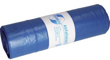 DEISS Müllsack PREMIUM 120 l mit Zugband, LDPE-Folie blau, 72 x 100+5 cm