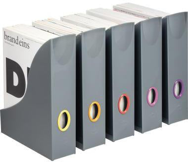 DURABLE Stehsammler VARICOLOR 770657 – 5er-Pack, DIN A4, anthrazit, mit Grifflöchern