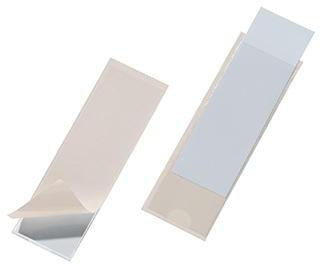 DURABLE Selbstklebetasche POCKETFIX 40x125mm 10 Stück – Kennzeichnung für Ordner & Visitenkarten