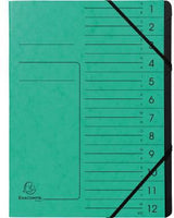 Exacompta Ordnungsmappe DIN A4, 12 Fächer, Colorspankarton blau, FSC