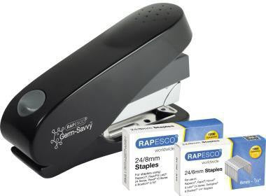 RAPESCO ECO Luna 1466 Heftgerät 50 Blatt schwarz mit antibakteriellem Schutz und Heftklammern
