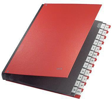 LEITZ Pultordner 59240025 DIN A4 A-Z 24 Fächer Graupappe rot