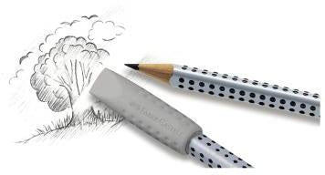 Faber-Castell Radierer ERASER CAP GRIP 2001 – 2 Stück, grau/weiß, PVC-frei, für Bleistifte & Buntstifte