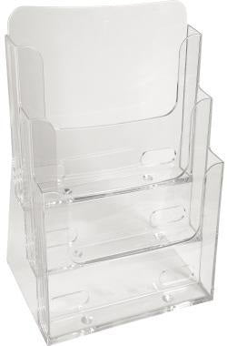 Exacompta Prospekthalter Office Exacryl DIN A4, 3 Fächer, Polystyrol kristall, komplett montiert