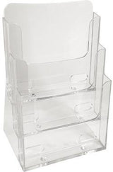 Exacompta Prospekthalter Office Exacryl DIN A4, 3 Fächer, Polystyrol kristall, komplett montiert