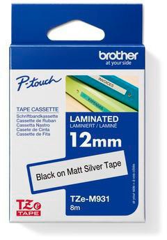 Brother P-touch TZe-M931 Schriftbandkassette 12mm x 8m silber matt schwarz