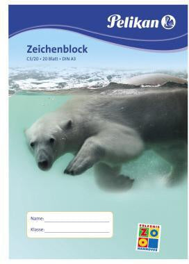 Pelikan Zeichenblock C3/20 DIN A3 100 g/m² 20 Blatt – radierfest & säurefrei
