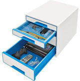LEITZ Schubladenbox WOW CUBE 52132001 mit 4 Schubfächern, weiß/grau, stapelbar