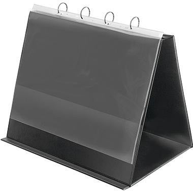VELOFLEX Tischflipchart DIN A3 quer, 4 Ringe, 10 Hüllen, schwarz – standfest und flexibel