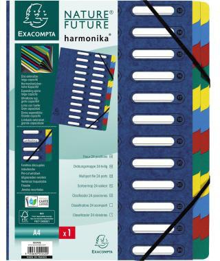 Exacompta Ordnungsmappe Harmonika 55242E DIN A4 24 Fächer blau mit Gummizug