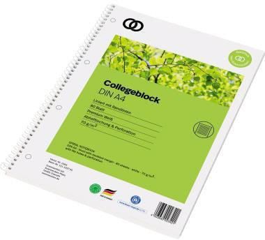 Soennecken Collegeblock oeco Recycling DIN A4, 80 Blatt, liniert, 100% Recyclingpapier, Blauer Engel