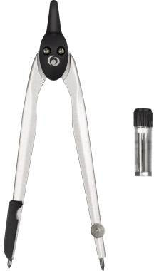 Herlitz Zirkel 223 mm aus Metall mit 1 Gelenk, Bleieinsatz und Zubehör