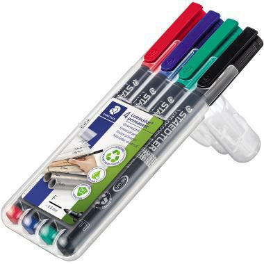 STAEDTLER Lumocolor permanent 318 Folienstift 0,6 mm – 4er-Set farbig sortiert
