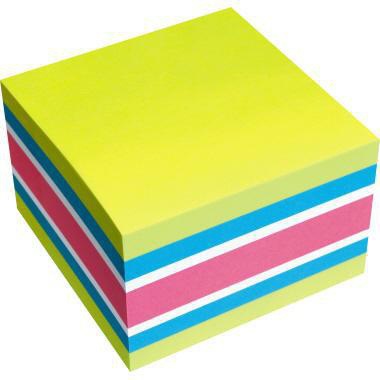 Soennecken Haftnotizwürfel Farbmix Brilliant 75 x 75 mm, 450 Blatt, gelb/blau/weiß/pink