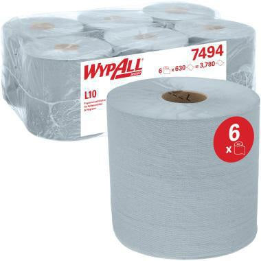 WYPALL Wischtuch L10 Control 1-lagig 18,5x38 cm weiß 6 Rollen