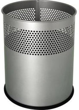 helit Papierkorb the dot 15 l Metall aluminiumgrau mit Lochdekor – rund, 25,7 x 32,1 cm