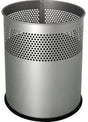 helit Papierkorb the dot 15 l Metall aluminiumgrau mit Lochdekor – rund, 25,7 x 32,1 cm