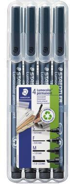 STAEDTLER Lumocolor permanent special 319 Folienstift, 4er-Pack, wasserfest, schwarz