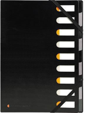 Exacompta Ordnungsmappe Exactive 55334E – 9 Fächer, schwarz, DIN A4, Polypropylen, Gummizug