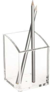 MAUL Stifteköcher Acryl 7 x 10,4 x 7 cm – viereckig, 1 Fach, glasklar, inkl. Standnoppen