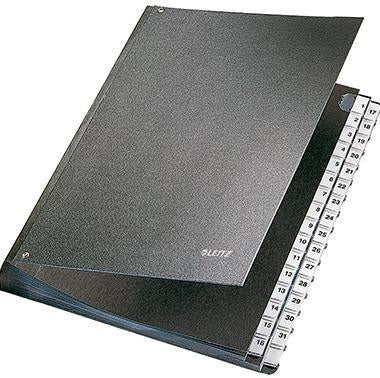 Leitz Pultordner DIN A4 mit 32 Fächern, Hartpappe schwarz, 1-31 Taben