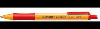 STABILO pointball Kugelschreiber 0,5mm rot – Druckmechanik, rutschfeste Griffzone, Made in Germany
