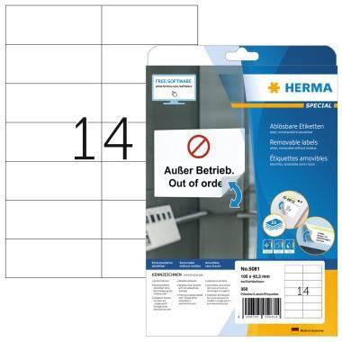 HERMA Universaletiketten 105 x 42,3 mm, wieder ablösbar, weiß, 350 Etiketten