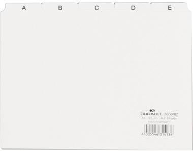 DURABLE Leitregister 365002 DIN A5 quer A-Z aus Polypropylen, 25 Registerblätter, Made in Germany