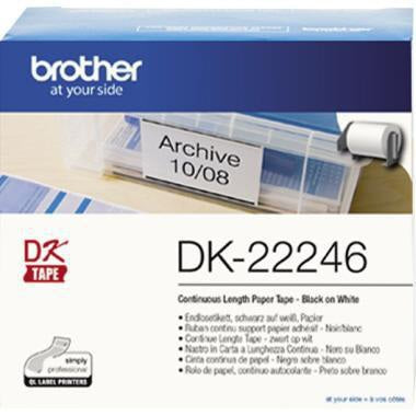Brother Endlosetikettenrolle DK-22246 – 103 mm x 30,48 m, weiß, selbstklebend, 1-bahnig