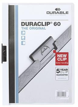 DURABLE Klemmmappe DURACLIP 60 DIN A4 Hartfolie weiß – für 60 Blatt