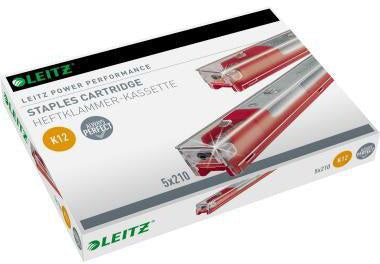 LEITZ Heftklammerkassette K12 26/12 rot – 5 x 210 Stück für Blockheftgerät 5551/5550