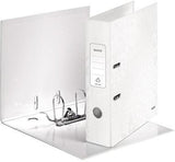LEITZ Ordner WOW 10050001 DIN A4 80 mm Graupappe perlweiß – 180° Präzisionshebelmechanik