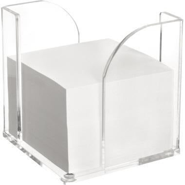 MAUL Zettelbox Acryl 9x9 cm – 700 Blatt, glasklar, inkl. Standnoppen