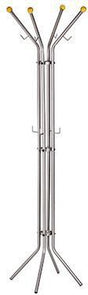ALCO Garderobenständer 2800 – 180 cm Standgarderobe mit 12 Haken aus Holz, silber