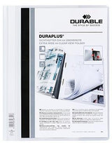 DURABLE Angebotshefter DURAPLUS 257902 A4 weiß – Überbreiter Schnellhefter mit Hängeschienen-Einschub