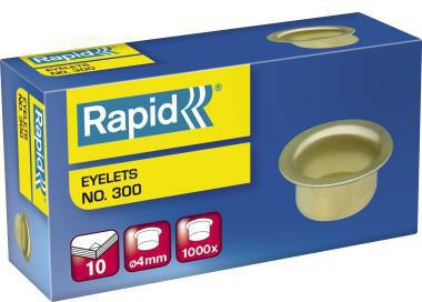 Rapid Ösen No. 300 aus Messing, 4 mm Durchmesser, 1.000 Stück pro Packung
