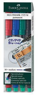 Faber-Castell MULTIMARK 1525 Folienstift 4er-Set – 1 mm, radierbar, für CD/DVD/Blu-ray