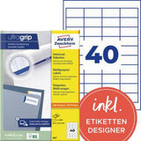 AVERY ZWECKFORM Universaletikett 3657 ultragrip 48,5x25,4mm weiß 4.000 Stück/Pack