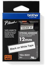 Brother Schriftbandkassette TZe-S231 12mm x 8m laminiert – extra stark klebend, schwarz auf weiß
