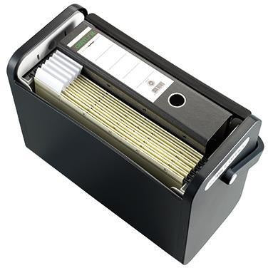 helit Hängebox H6110198 DIN A4 für 25 Hängemappen, lichtgrau, stapelbar, mit Rolloverschluss