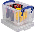 Really Useful Box Aufbewahrungsbox 0,3 l transparent – 12 x 6,5 x 8,5 cm, stapelbar mit Bügelverschluss